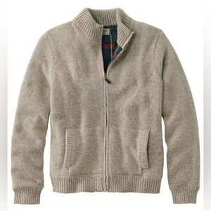 Men’s L. L. Bean Classic Rag Wool Zip-Up Flannel Lined Sweater